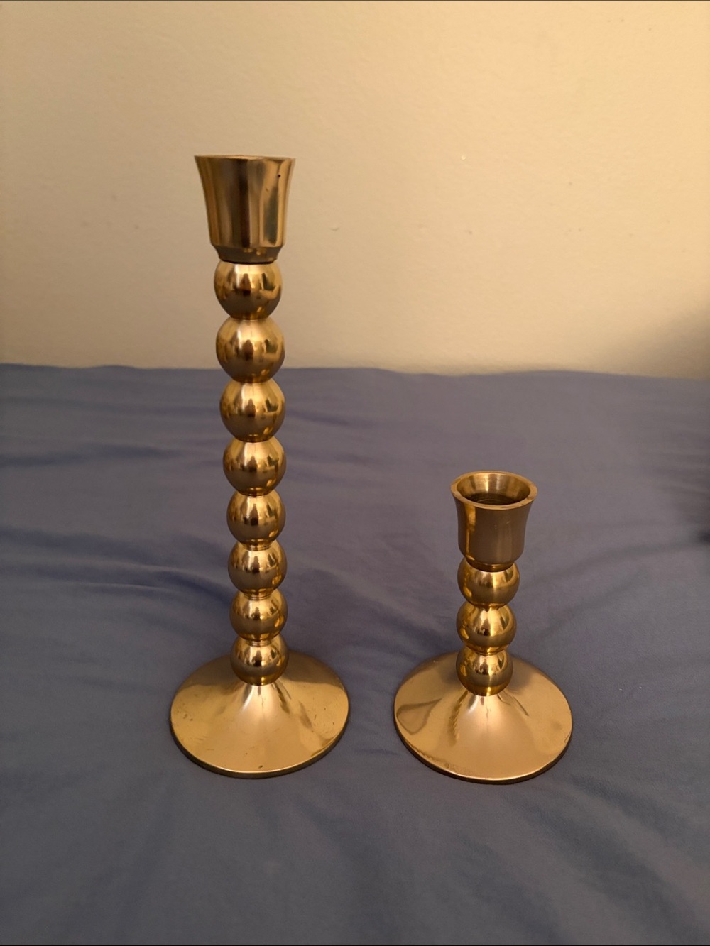 Anthropologie Brass Beaded Candlestick Set - Gold Finish